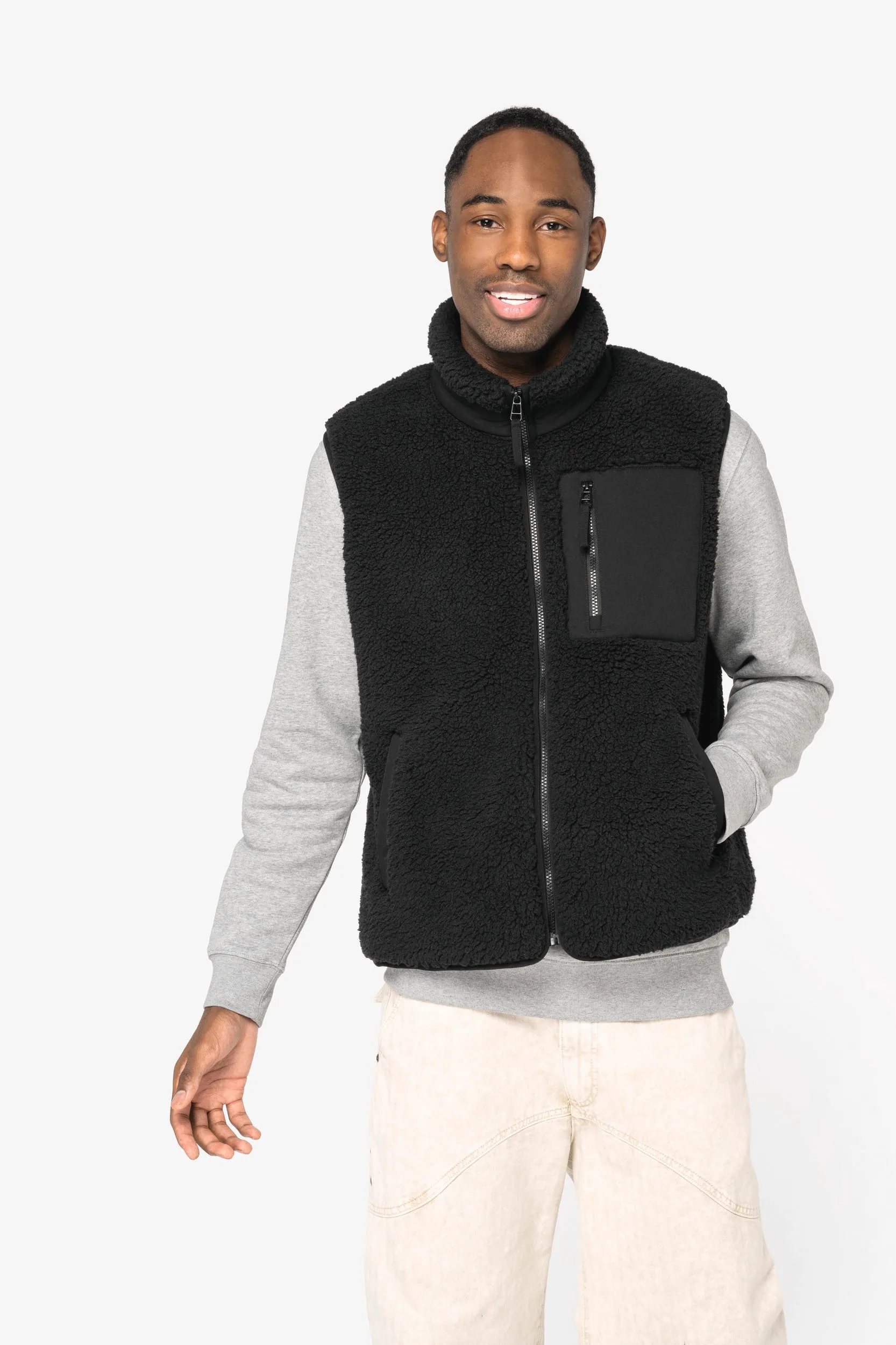 Ecologische uniseks bodywarmer van sherpa - Afbeelding 4