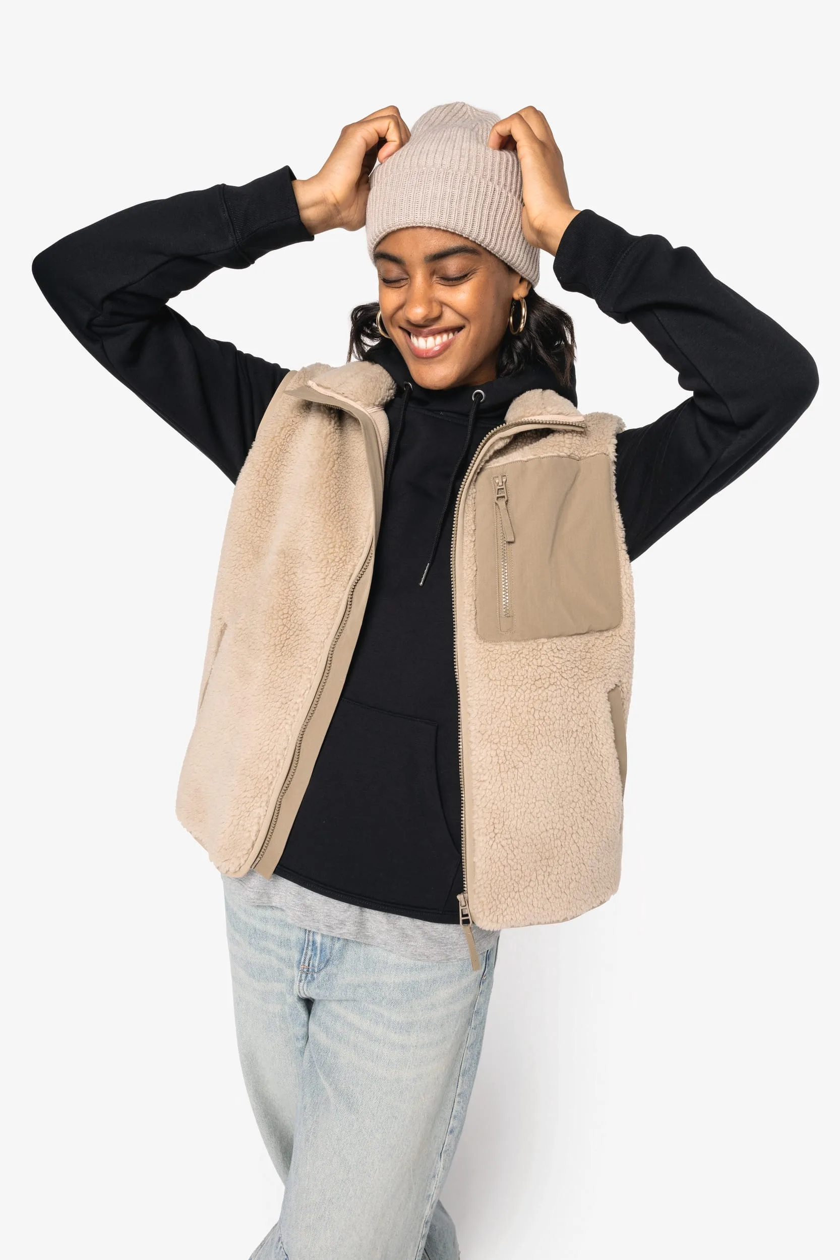 Ecologische uniseks bodywarmer van sherpa - Afbeelding 3