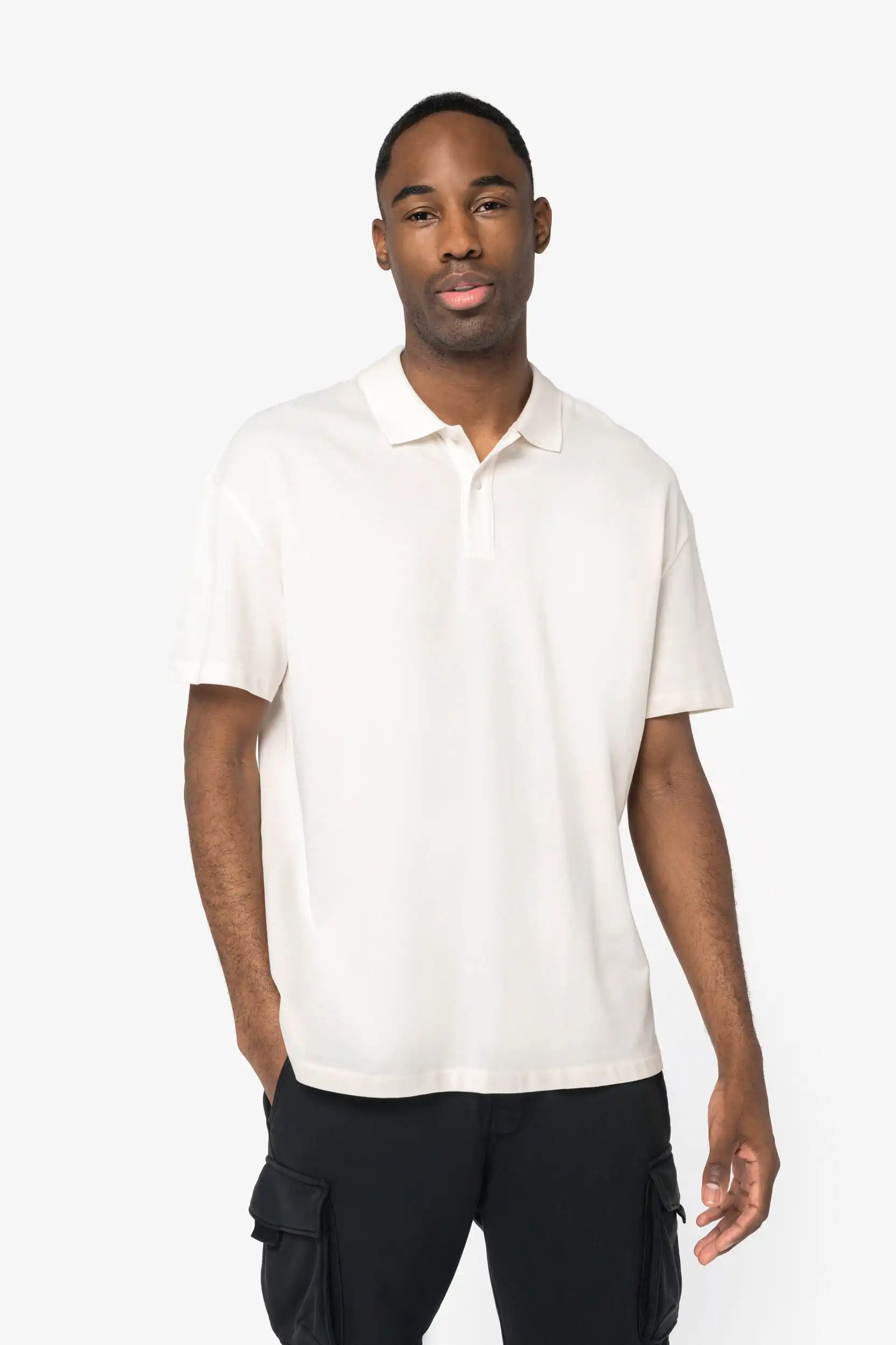 Ecologische herenpolo van piquétricot met afhangende schouders