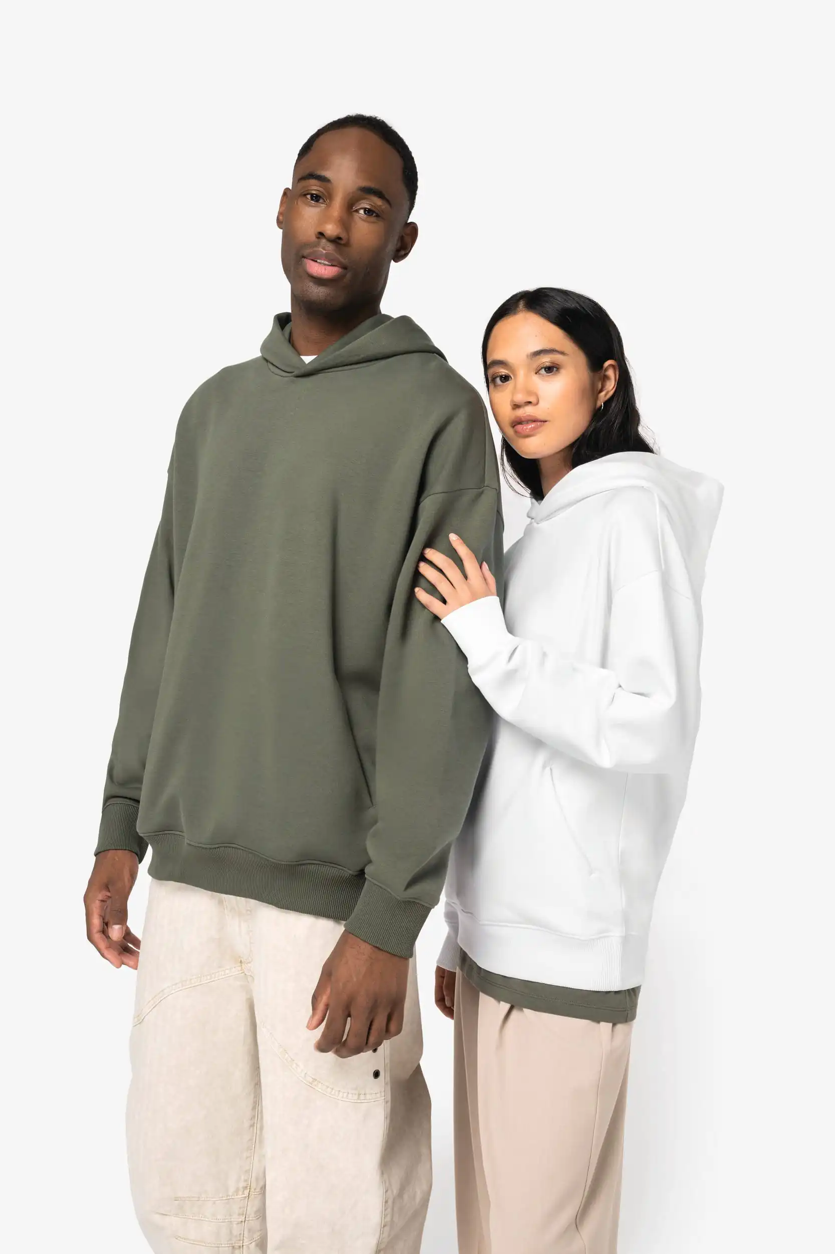 Ecologische uniseks oversized sweater met capuchon