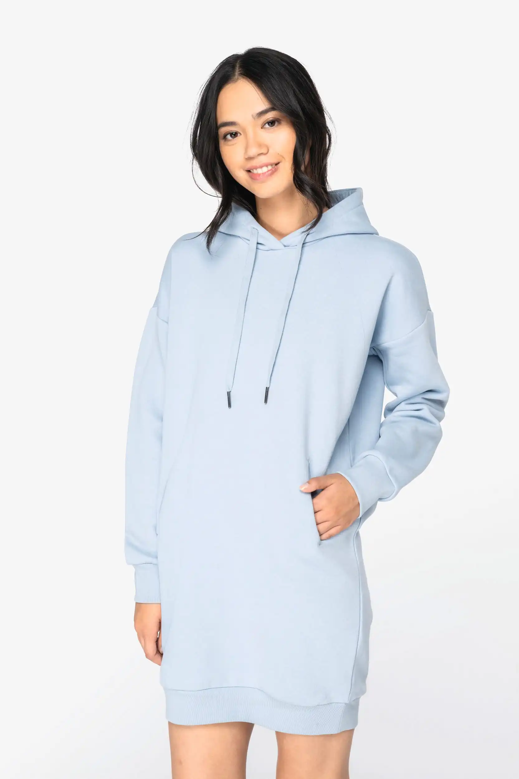 Ecologische sweaterjurk met capuchon