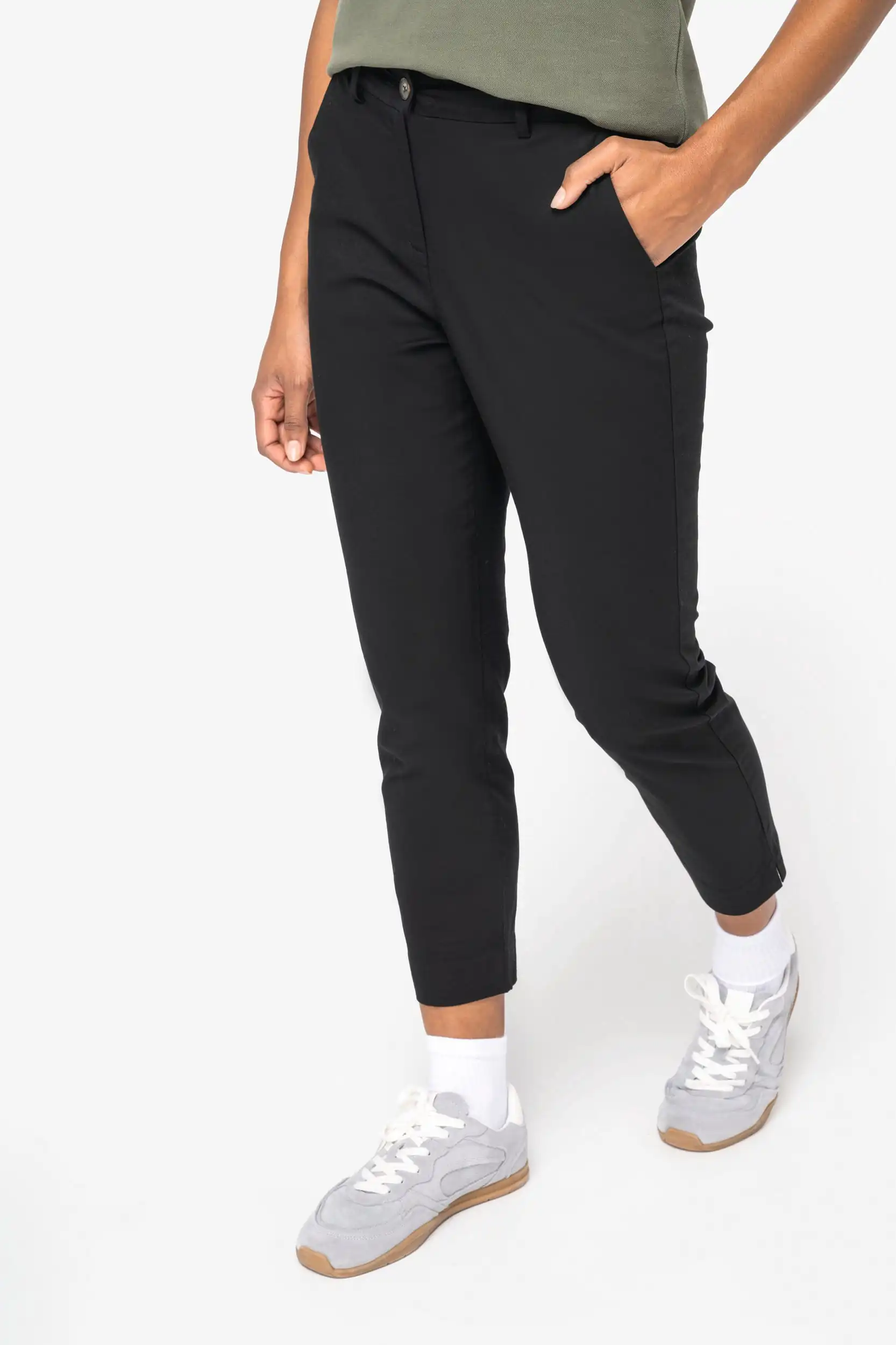 Ecologische enkellange chinobroek dames