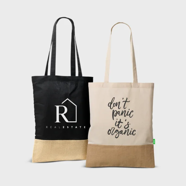 Duurzame katoenen tas met jute accent