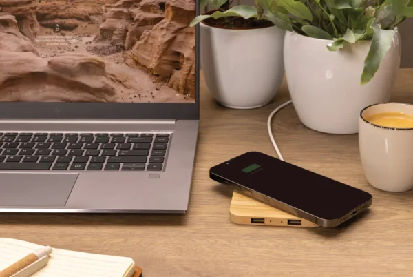 Bamboe 10W draadloze oplader met USB - Afbeelding 6