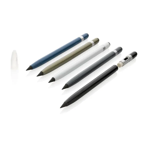 Aluminium inktloze pen met gum - Afbeelding 4