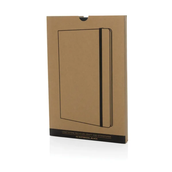 Craftstone A5 gerecycled kraft- en steenpapier notitieboek - Afbeelding 5
