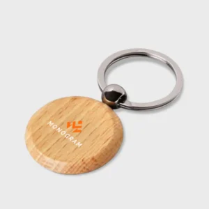 Ronde beukenhouten sleutelhanger