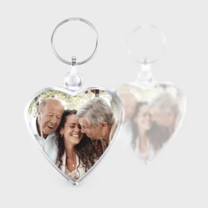 Dubbelzijdige hart foto sleutelhanger