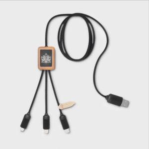 3-in-1 kabel van gerecycled PET en bamboe