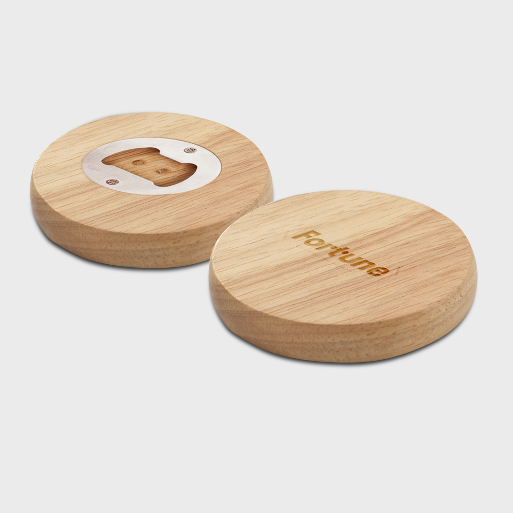 Ronde flesopener van beukenhout