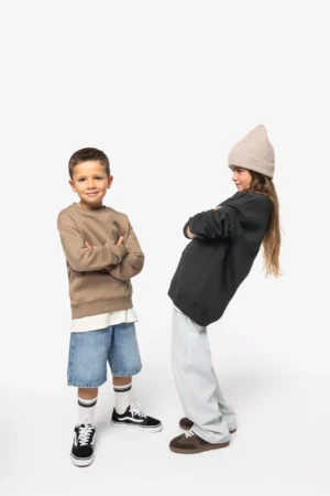 Alternative view of Ecologische cropped kindersweater met ronde hals