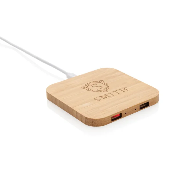 Bamboe 5W draadloze oplader met USB - Afbeelding 6