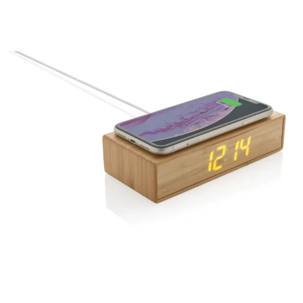 Bamboe alarmklok met 5W draadloze oplader - Afbeelding 2