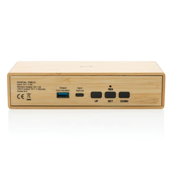 Bamboe alarmklok met 5W draadloze oplader - Afbeelding 4