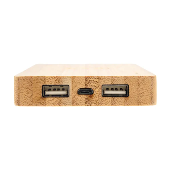 Bamboe 4.000 mAh powerbank met 5W draadloze oplader - Afbeelding 4