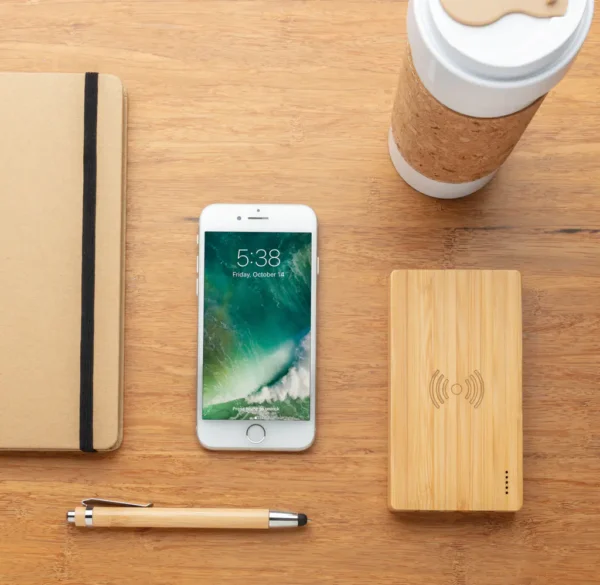Bamboe 4.000 mAh powerbank met 5W draadloze oplader - Afbeelding 9