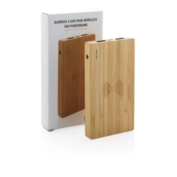 Bamboe 4.000 mAh powerbank met 5W draadloze oplader - Afbeelding 7