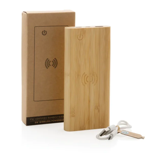 Bamboe 8.000 mAh 5W draadloze powerbank - Afbeelding 6