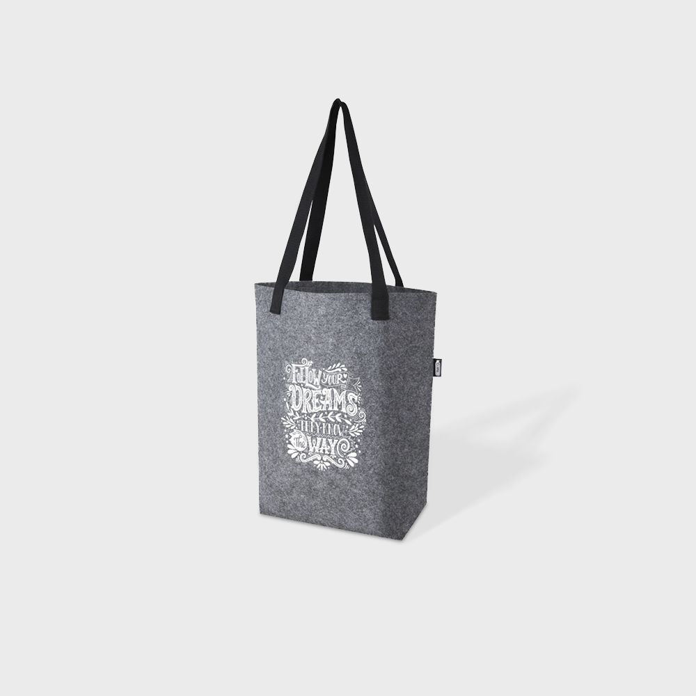 Draagtas van GRS gerecycled vilt met brede bodem