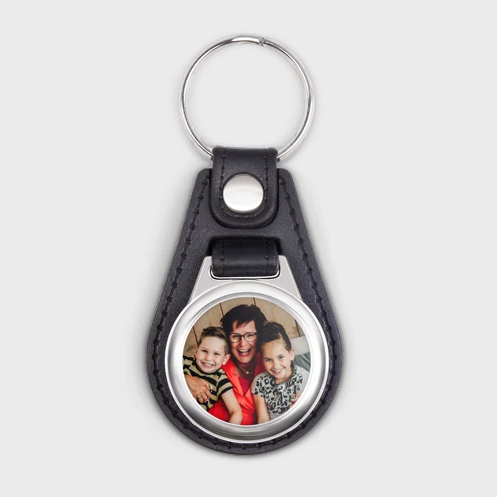 Gepersonaliseerde sleutelhanger van imitatieleer met foto