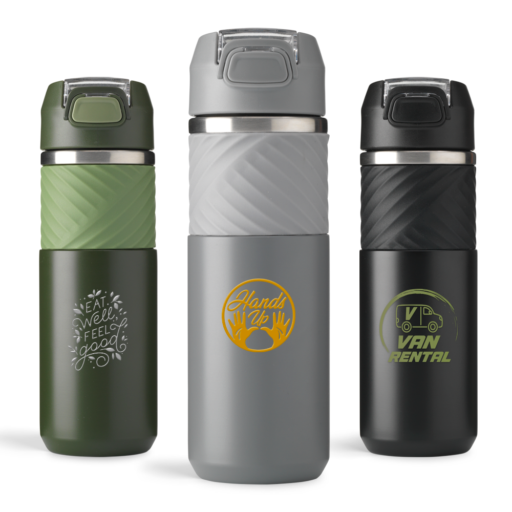 Gerecyclede thermosfles met drinktuit en rietje