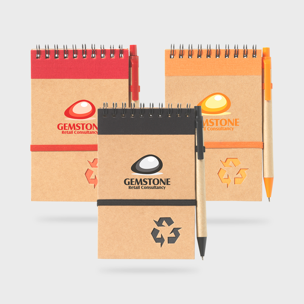 Gerecyclede kartonnen notitieboek met pen