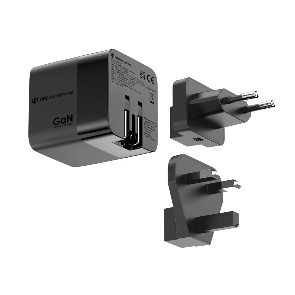 Urban Vitamin Mendocino 65W GaN lader, uittrekbare kabel