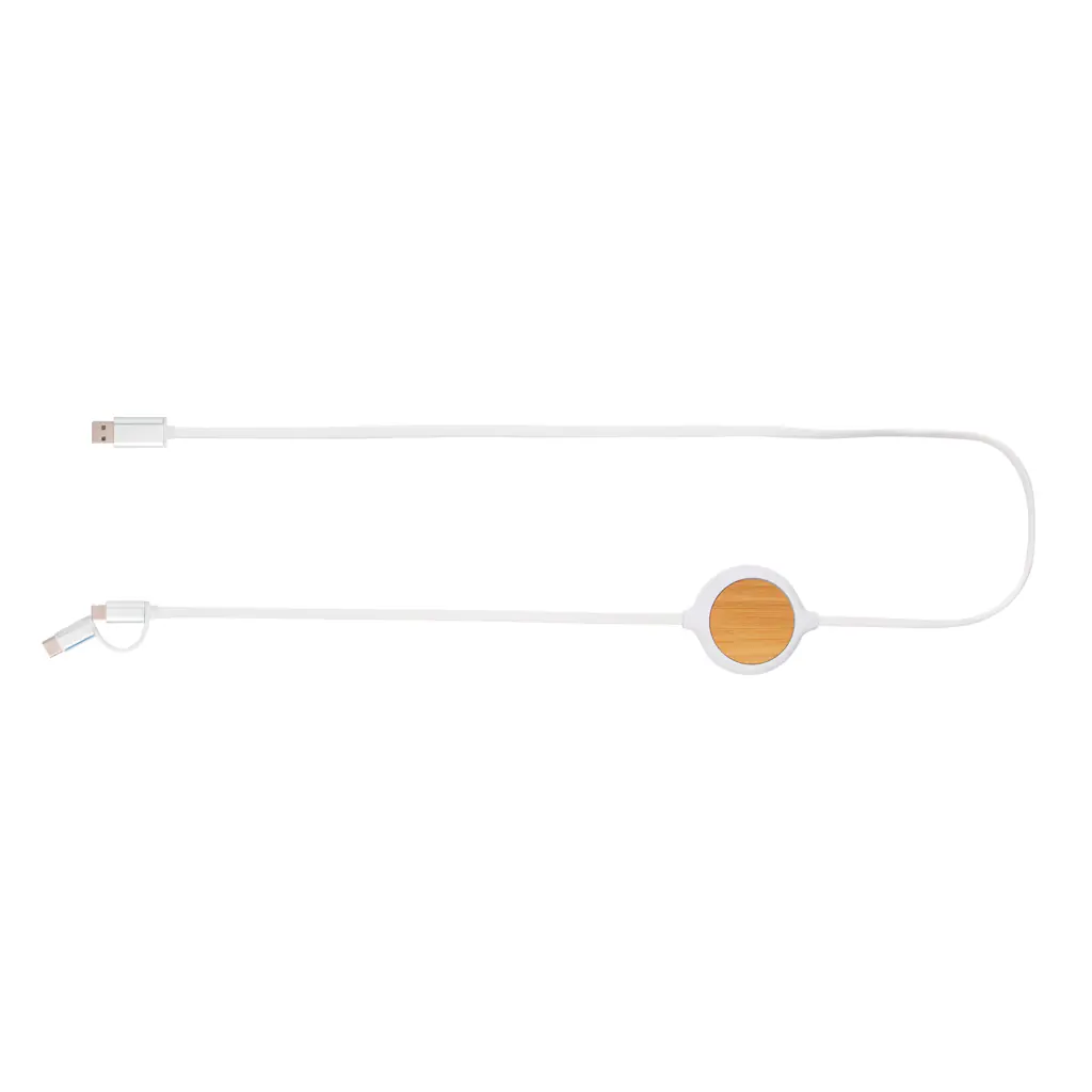 Alternative view of 3-in-1 bamboe oplaadkabel met 5W draadloze oplader