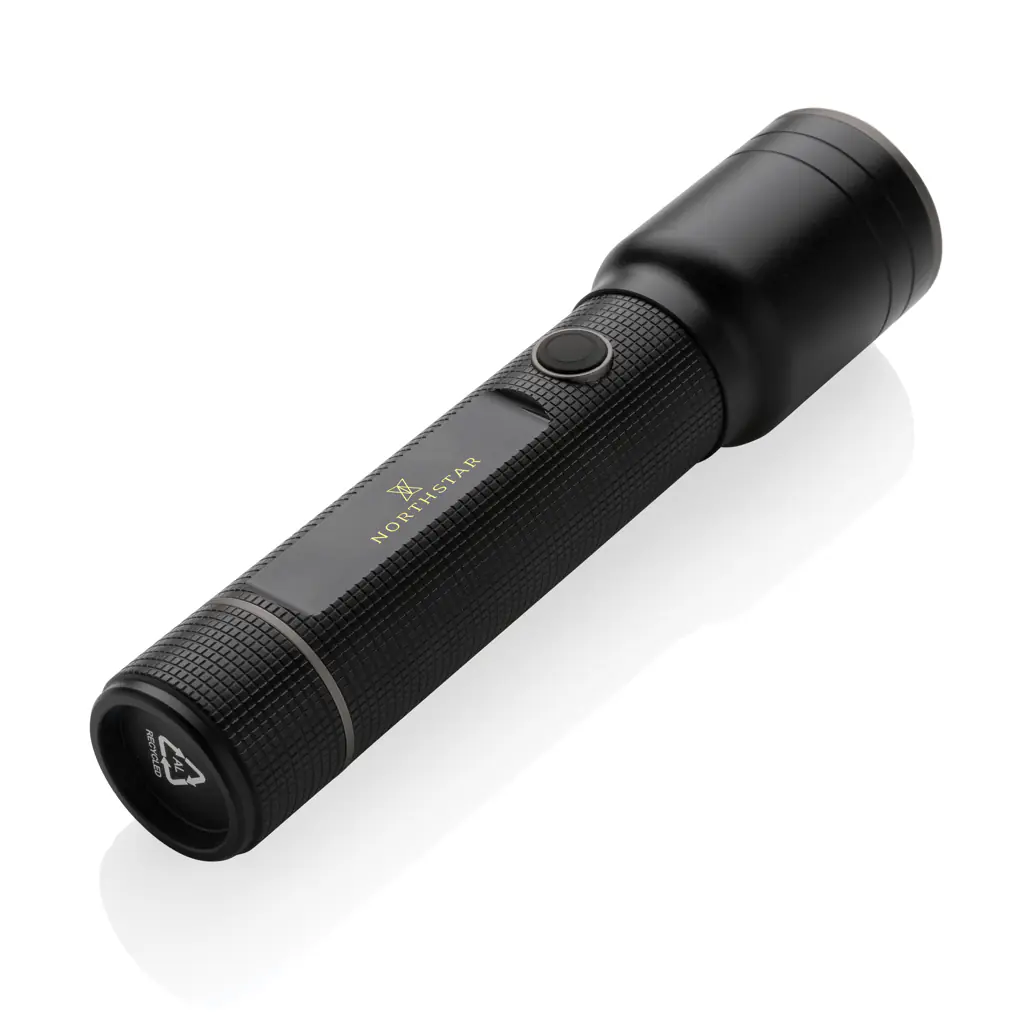 Alternative view of RCS gerecycled aluminium heavy duty USB-oplaadbare zaklamp