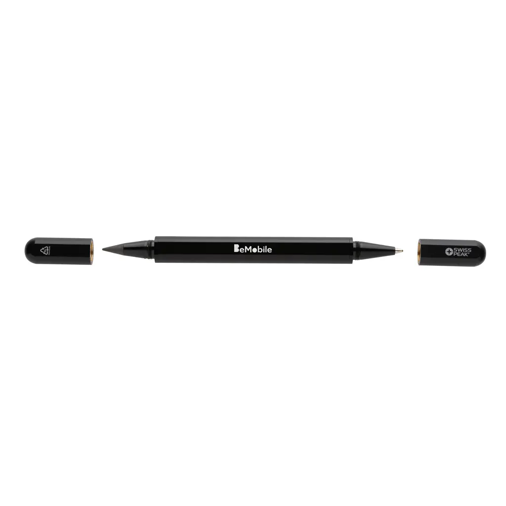 Alternative view of Swiss Peak Storm RCS gerecycled aluminium duo pen