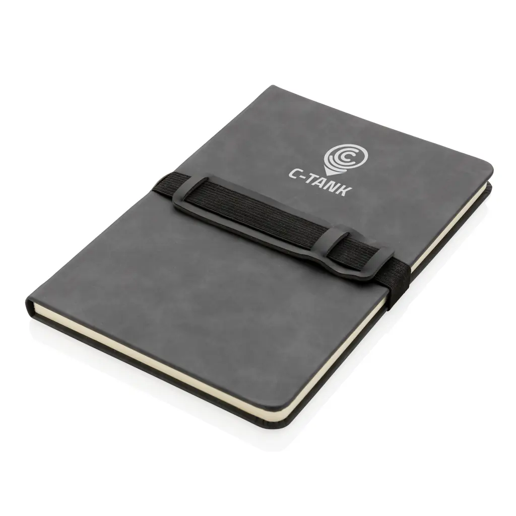 Alternative view of Deluxe hardcover PU A5 notitieboek met telefoon-/penhouder
