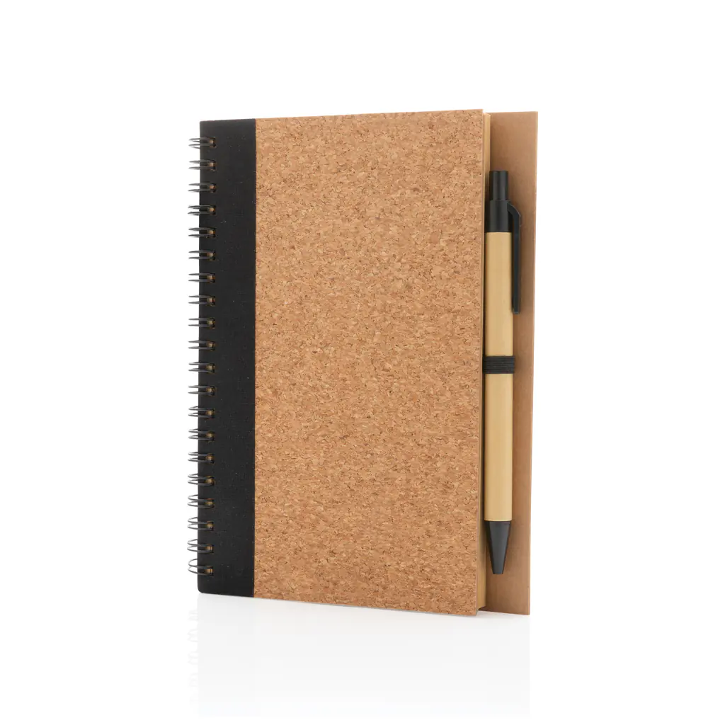 Kurk spiraal notitieboek met pen
