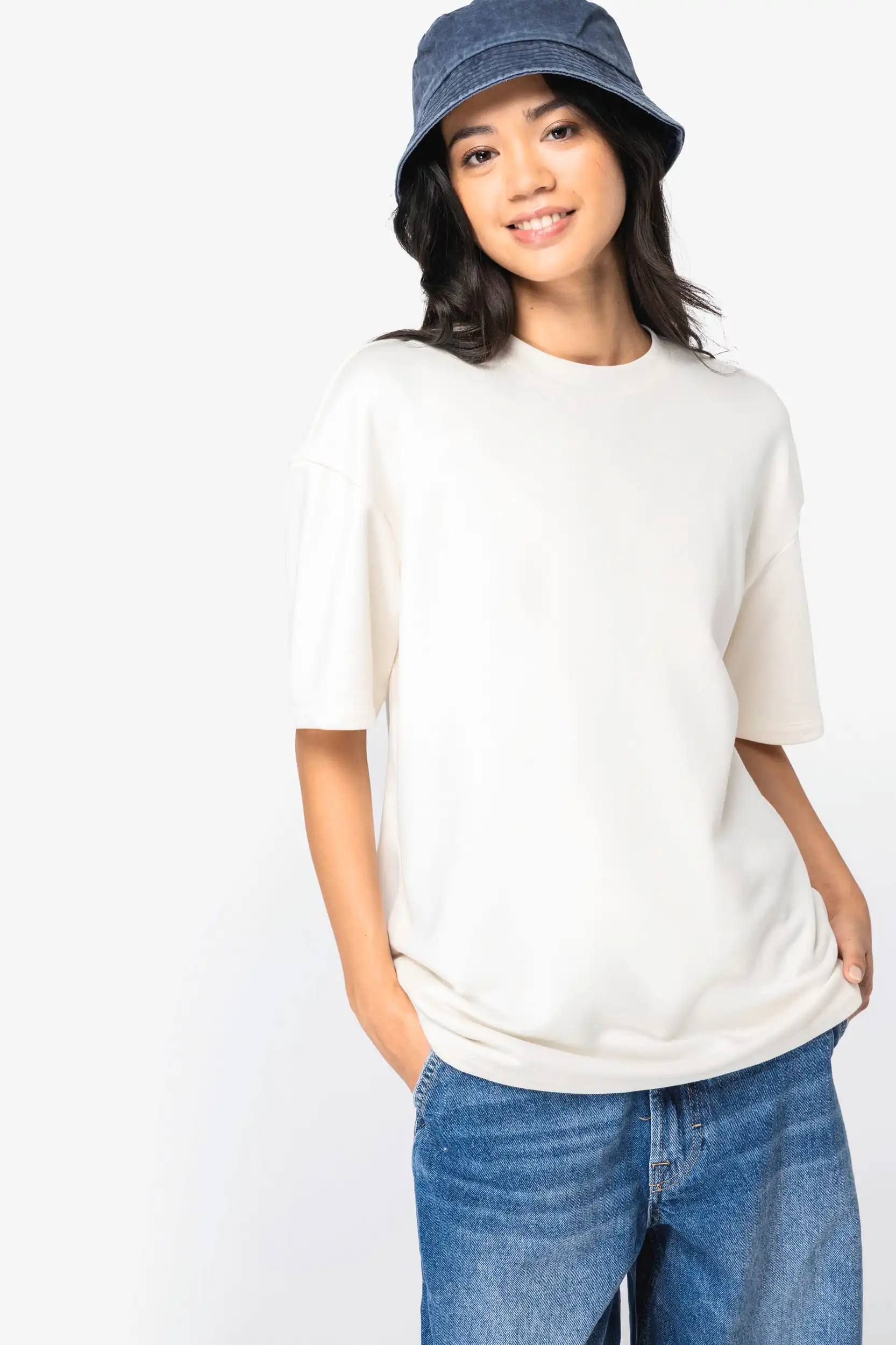 Ecologisch oversized uniseks T-shirt French Terry - Afbeelding 3