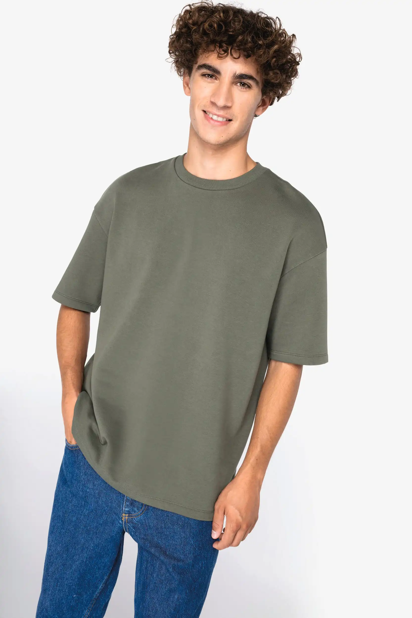 Ecologisch oversized uniseks T-shirt French Terry - Afbeelding 4