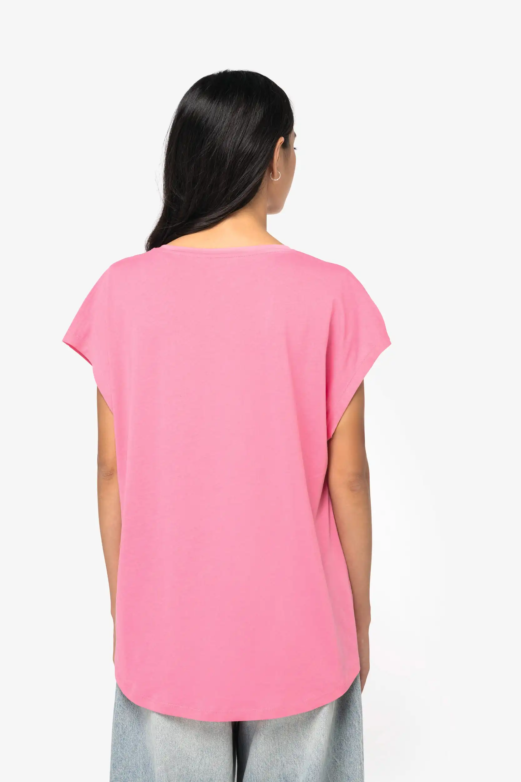 Ecologisch baggy dames-T-shirt V-hals - Afbeelding 4