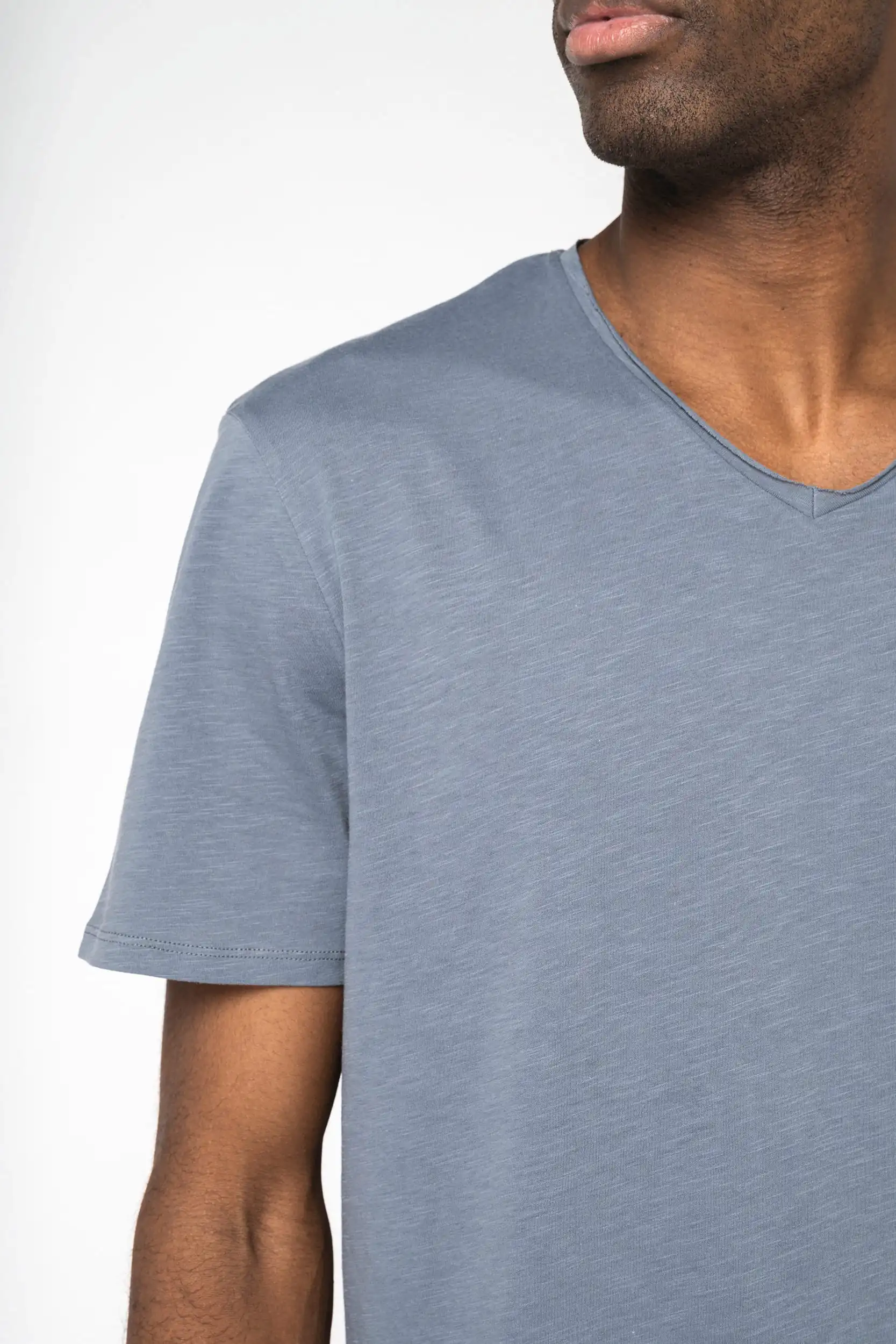 Ecologisch slub heren-T-shirt onafgewerkte randen - Afbeelding 4