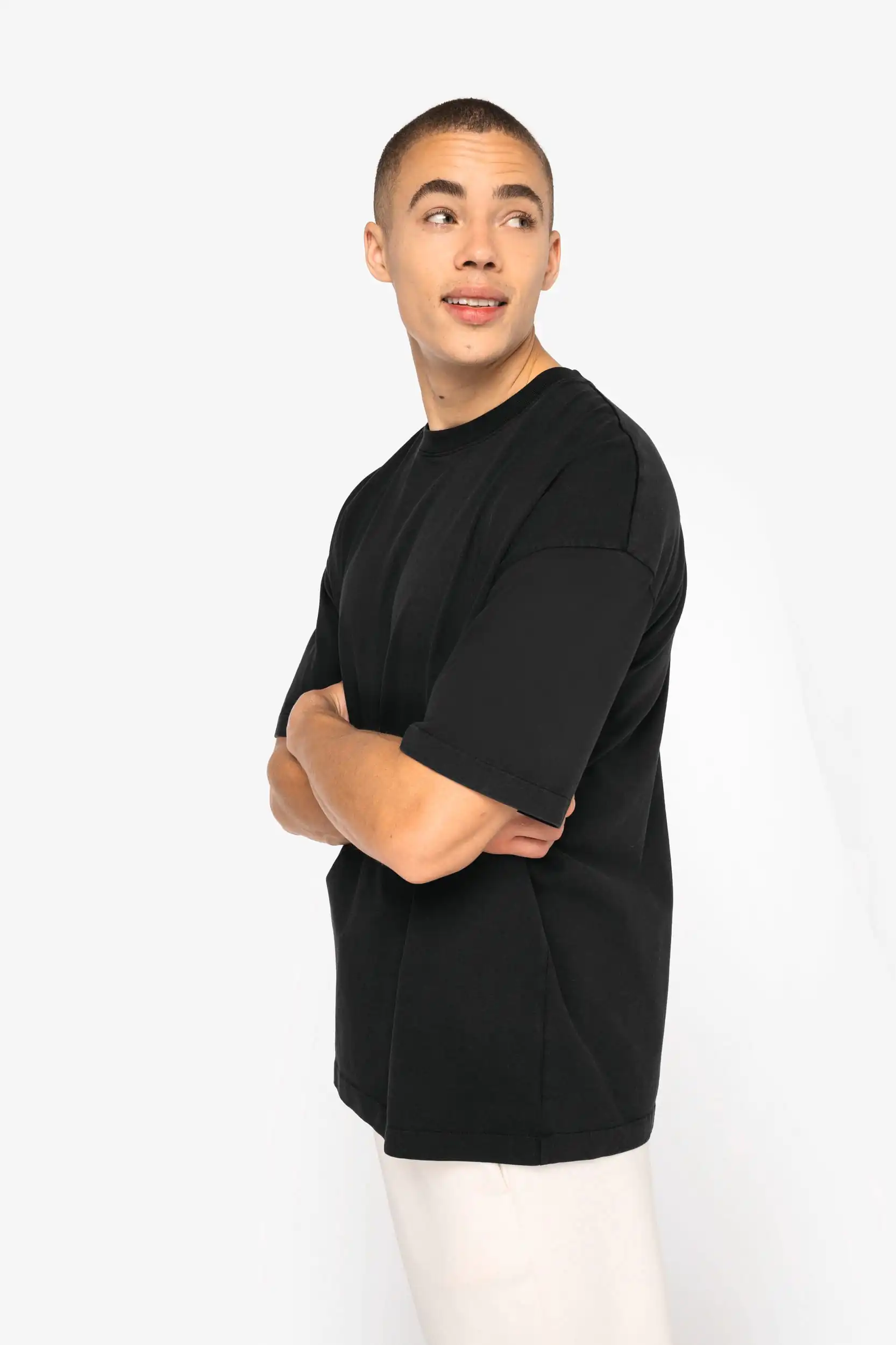 Ecologisch oversized verwassen heren-T-shirt - Afbeelding 3