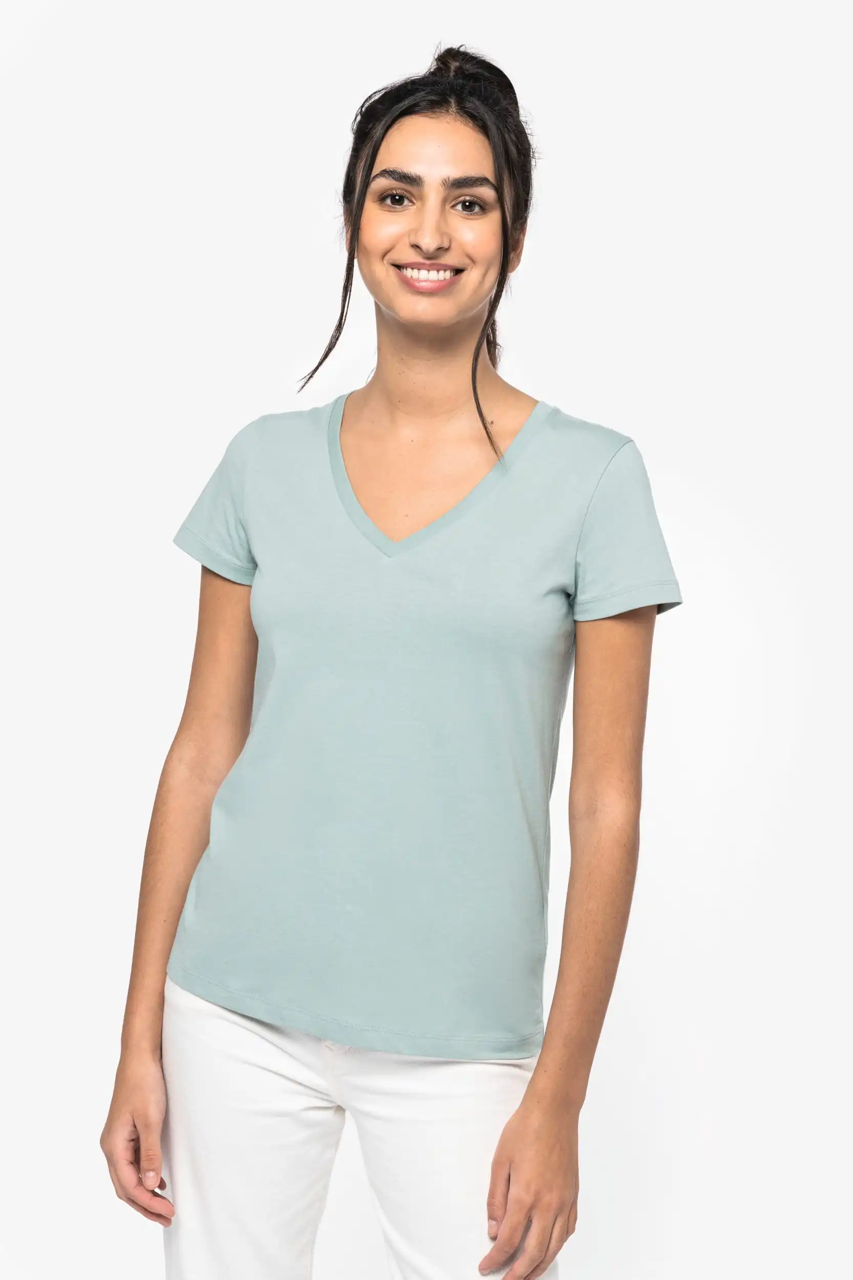 Ecologisch dames-T-shirt met V-hals