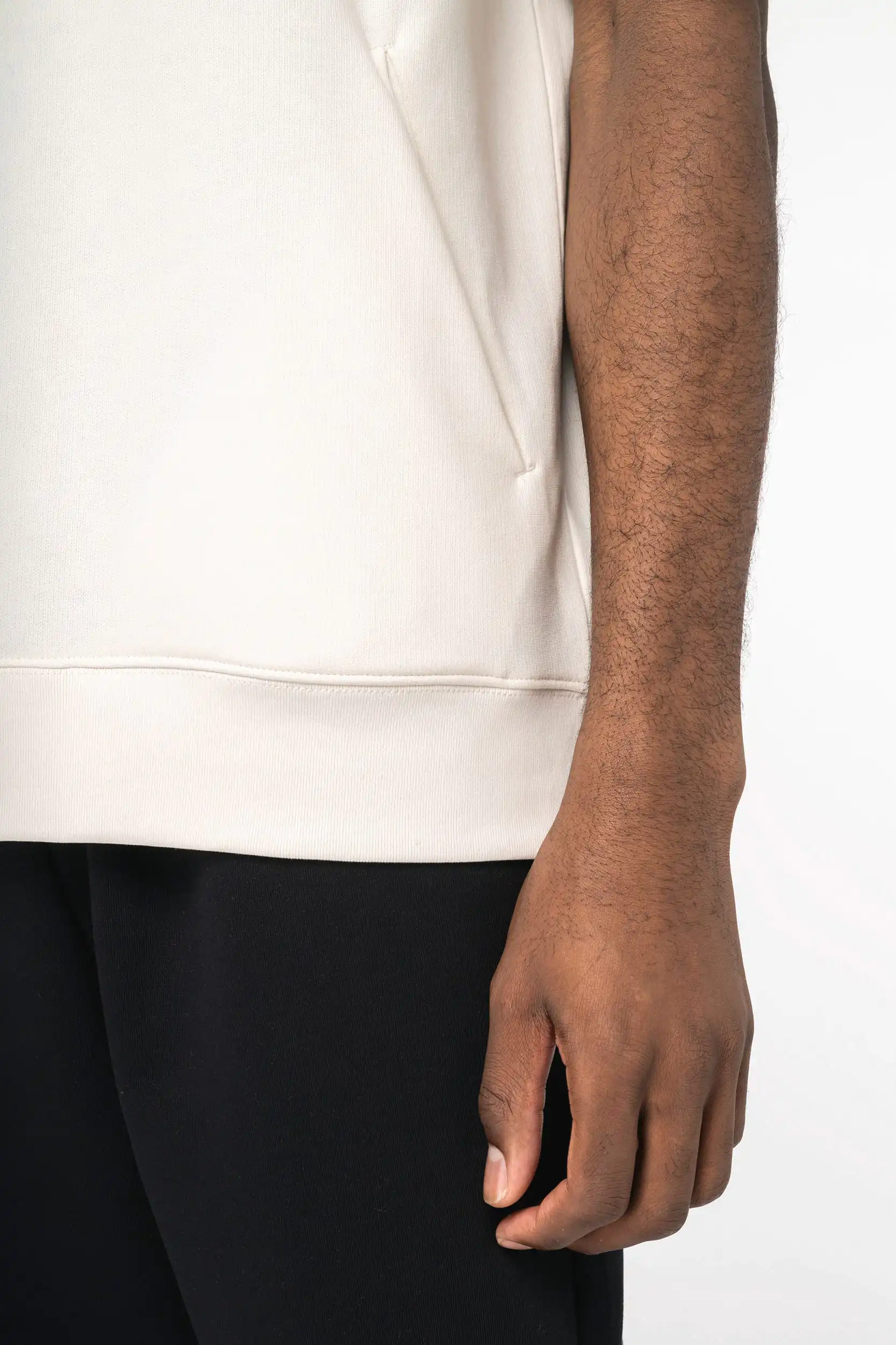 Duurzame unisex sweater met capuchon en korte afhangende mouwen French Terry - Afbeelding 8