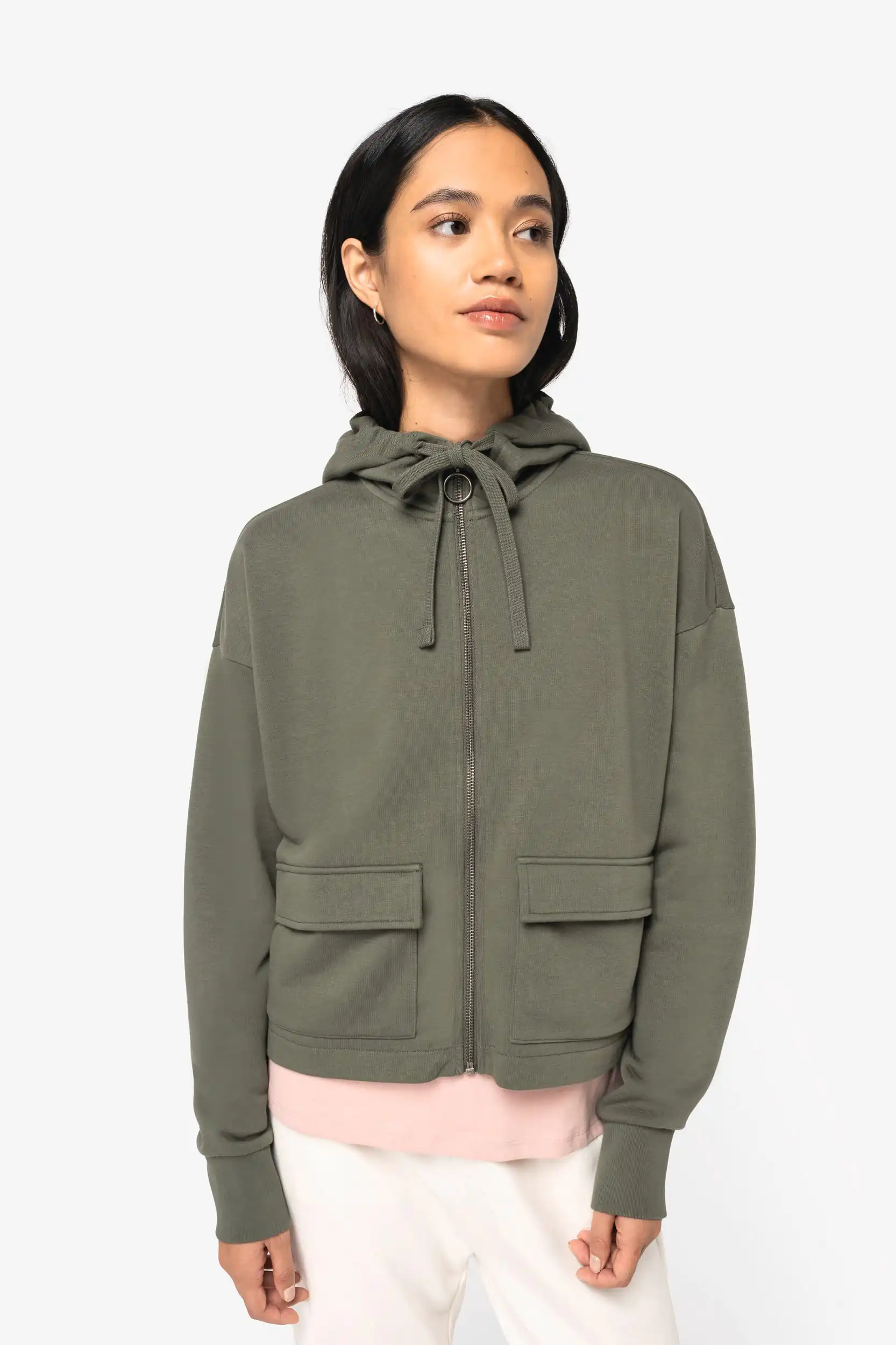 Ecologische sweatvest met capuchon French Terry