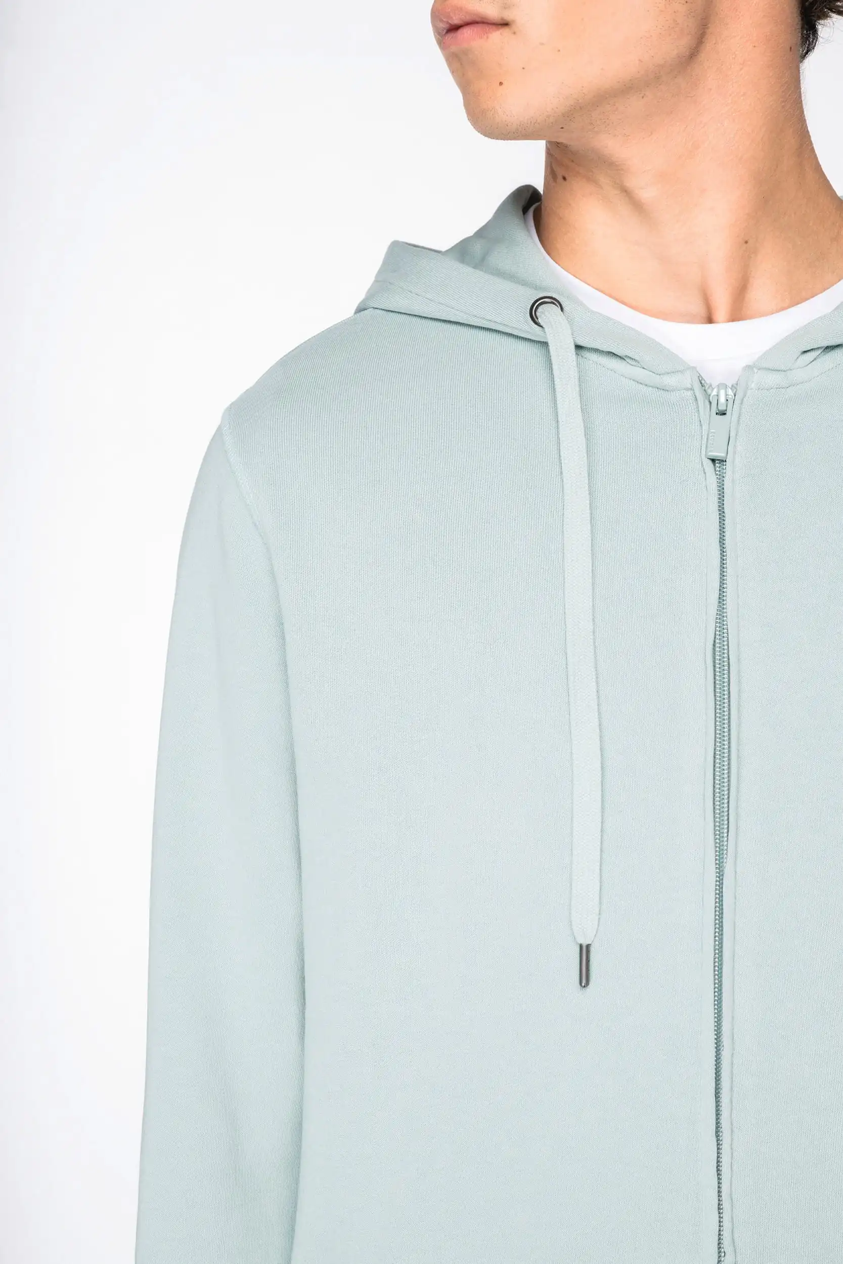 Ecologische uniseks sweater met rits en capuchon French Terry - Afbeelding 7