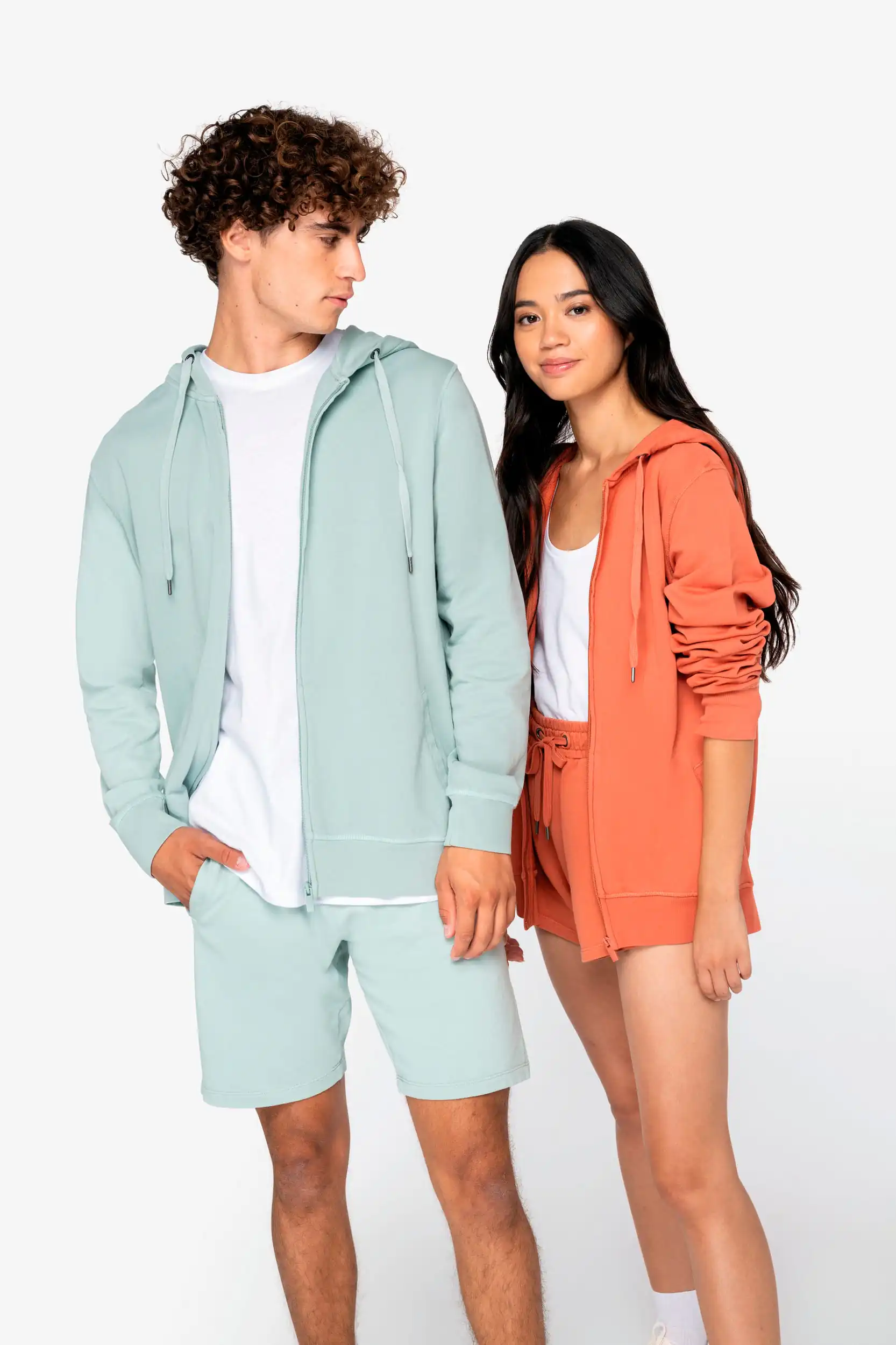 Ecologische uniseks sweater met rits en capuchon French Terry