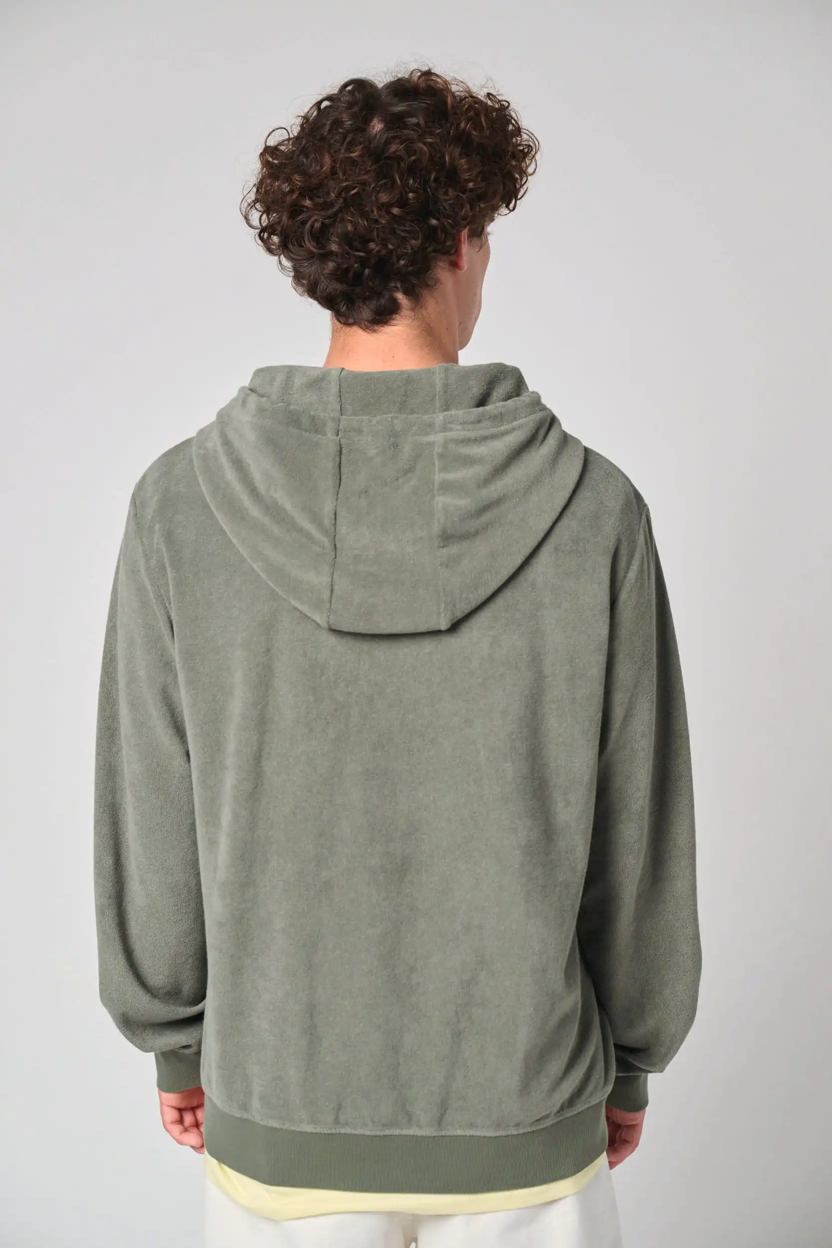 Ecologische badstof sweater met rits en capuchon - Afbeelding 4