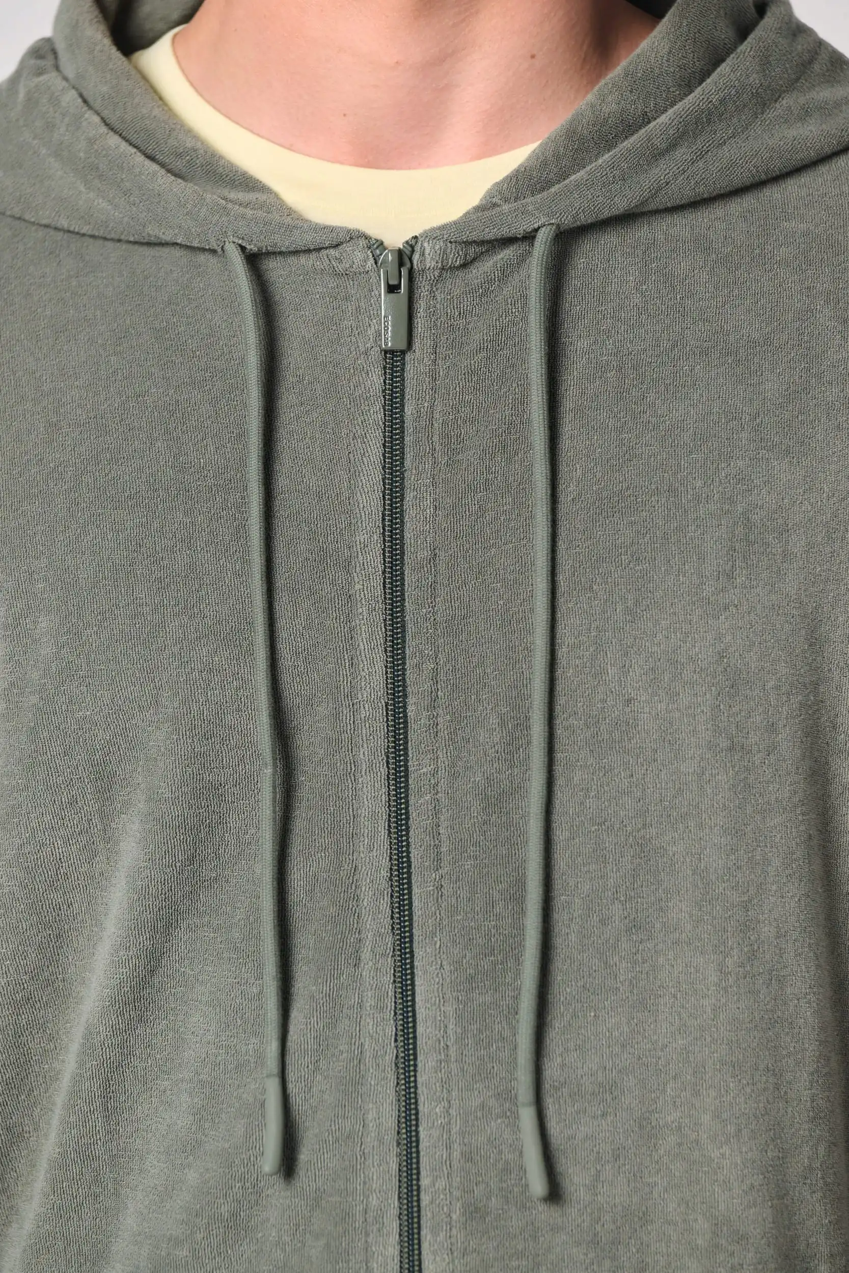 Ecologische badstof sweater met rits en capuchon - Afbeelding 7