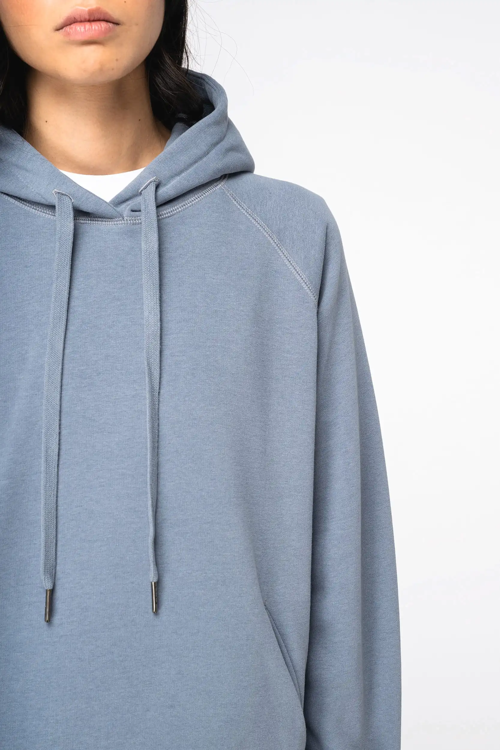 Ecologische damessweater met capuchon en raglanmouwen - Afbeelding 4