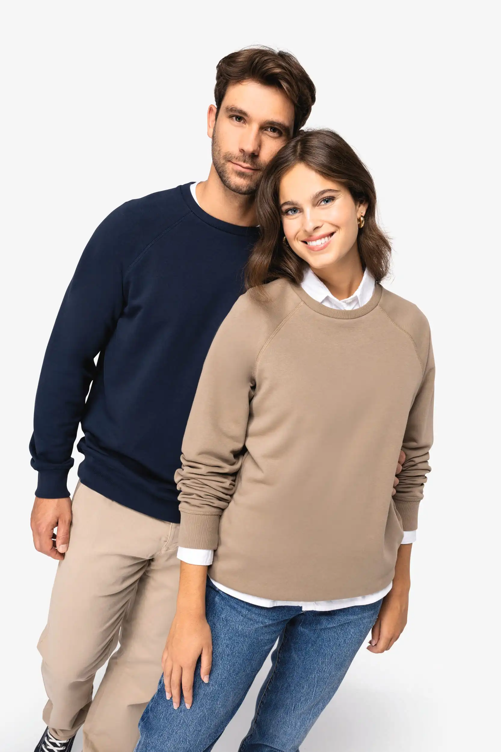 Uniseks ecologische sweater met ronde hals en raglanmouwen French Terry