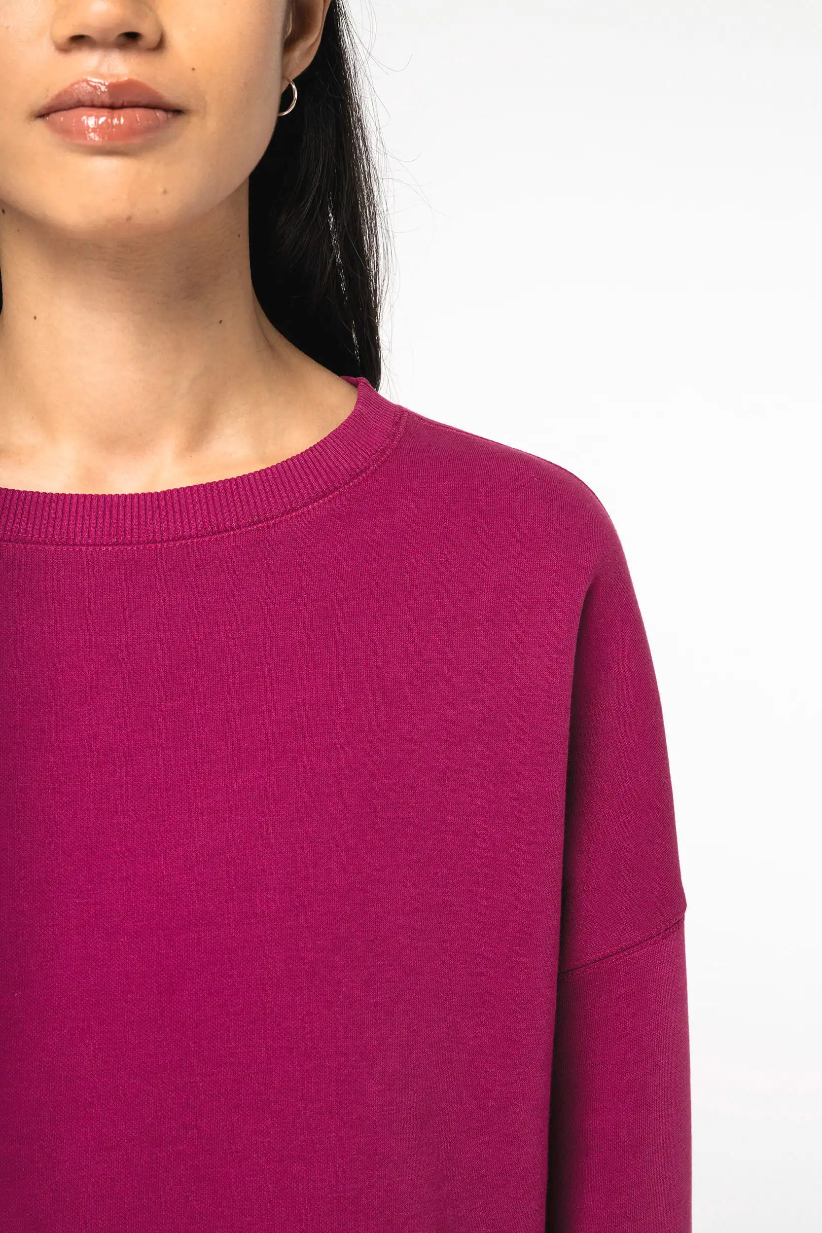 Ecologische cropped damessweater met ronde hals - Afbeelding 6