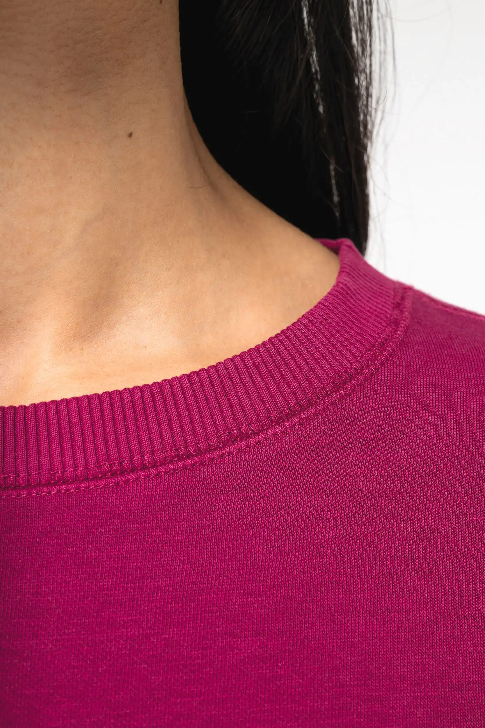 Ecologische cropped damessweater met ronde hals - Afbeelding 8