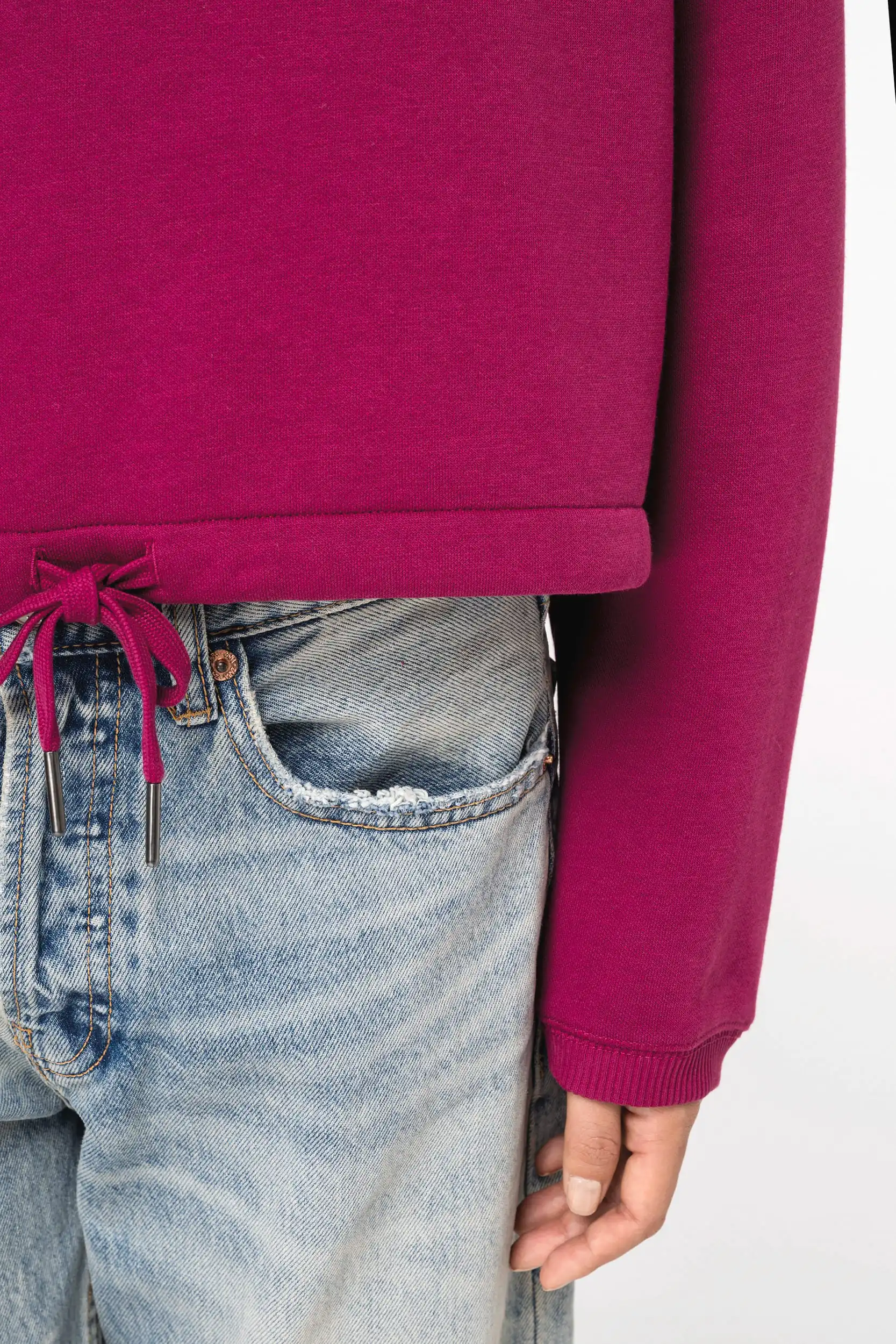 Ecologische cropped damessweater met ronde hals - Afbeelding 7