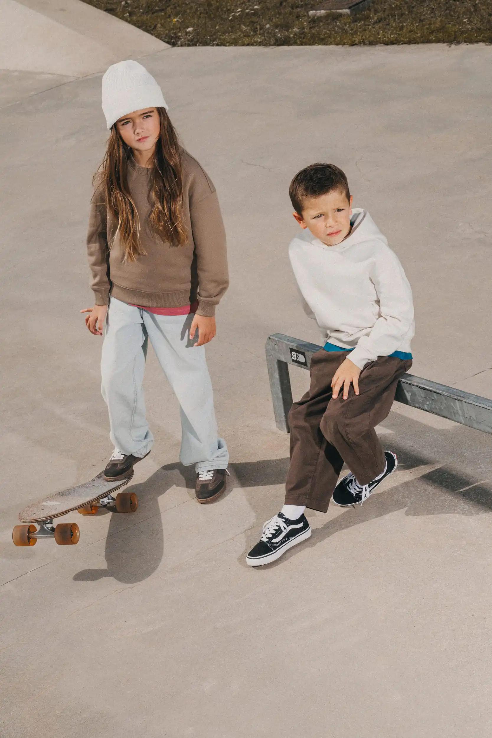 Ecologische cropped kindersweater met ronde hals - Afbeelding 5